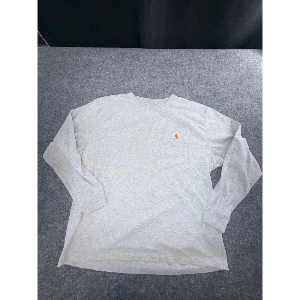 Carhartt Mens XL Loose Fit Long Sleeve Pocket T-Shirt Heather Gray Workwear K126